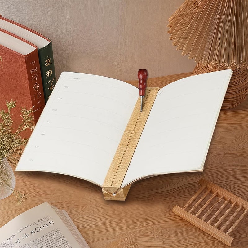 GeryVtee Bamboo Book Binding Cradle with 2 Awls Wood Bookbinding Punching Cradle with Piercing Guide Portable Book Binding Tools Book Binding Kits Bookbinding Supplies for Book DIY Crafts (Style C) - Image 5